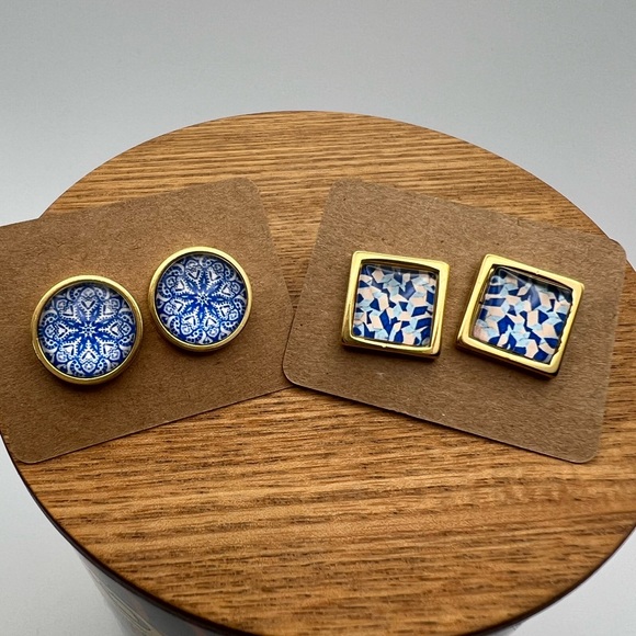 Boho Chic Classic Round & Square Stud Earrings - Elegant Chic Stud Earrings - Picture 10 of 14